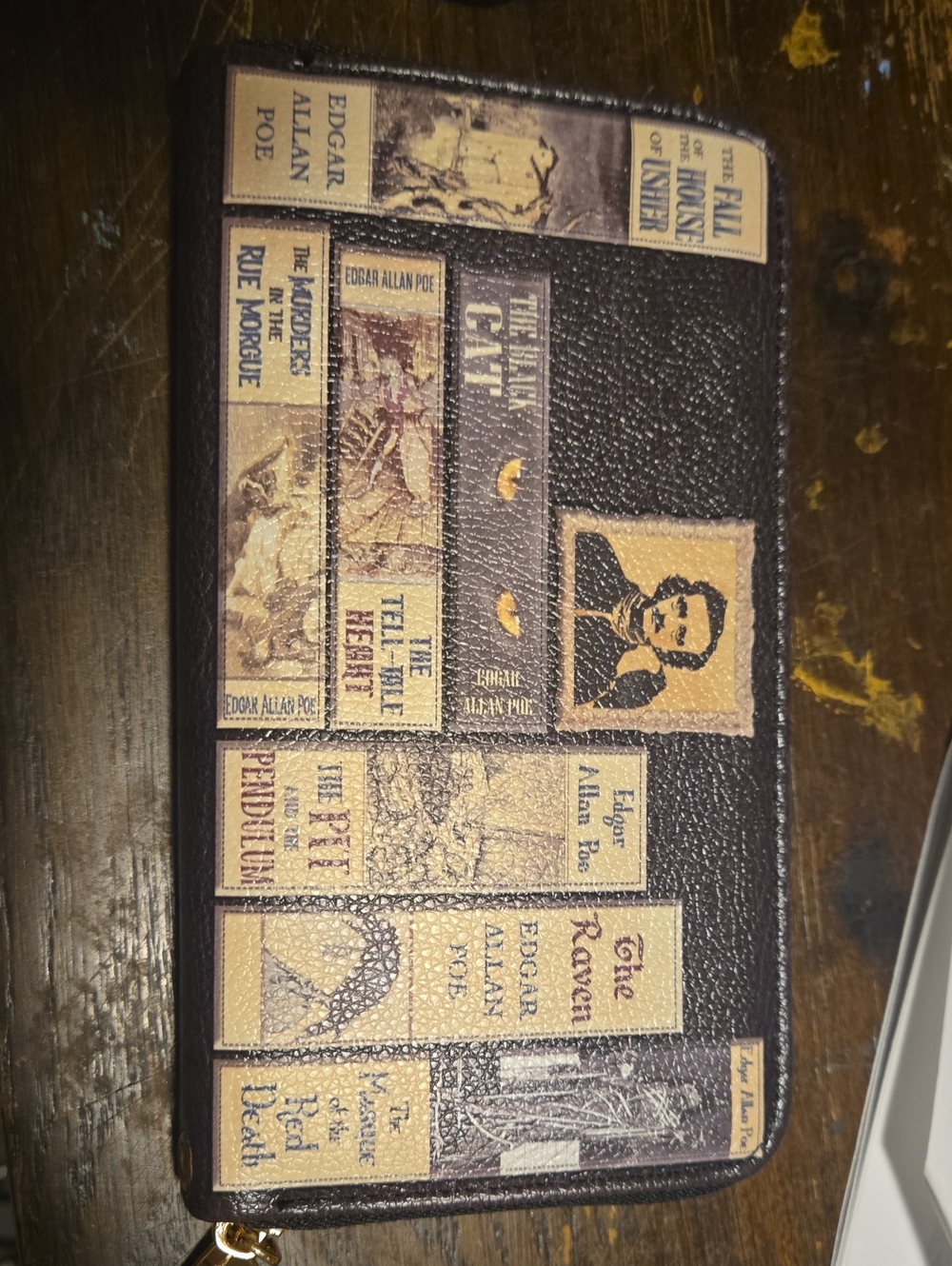 Novelty Edgar Allan Poe Wallet - Brown Book Spine Design